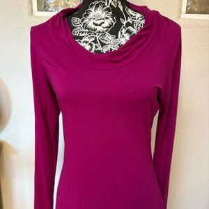 Banana Republic Magenta Long Sleeve Cowl Neck Top